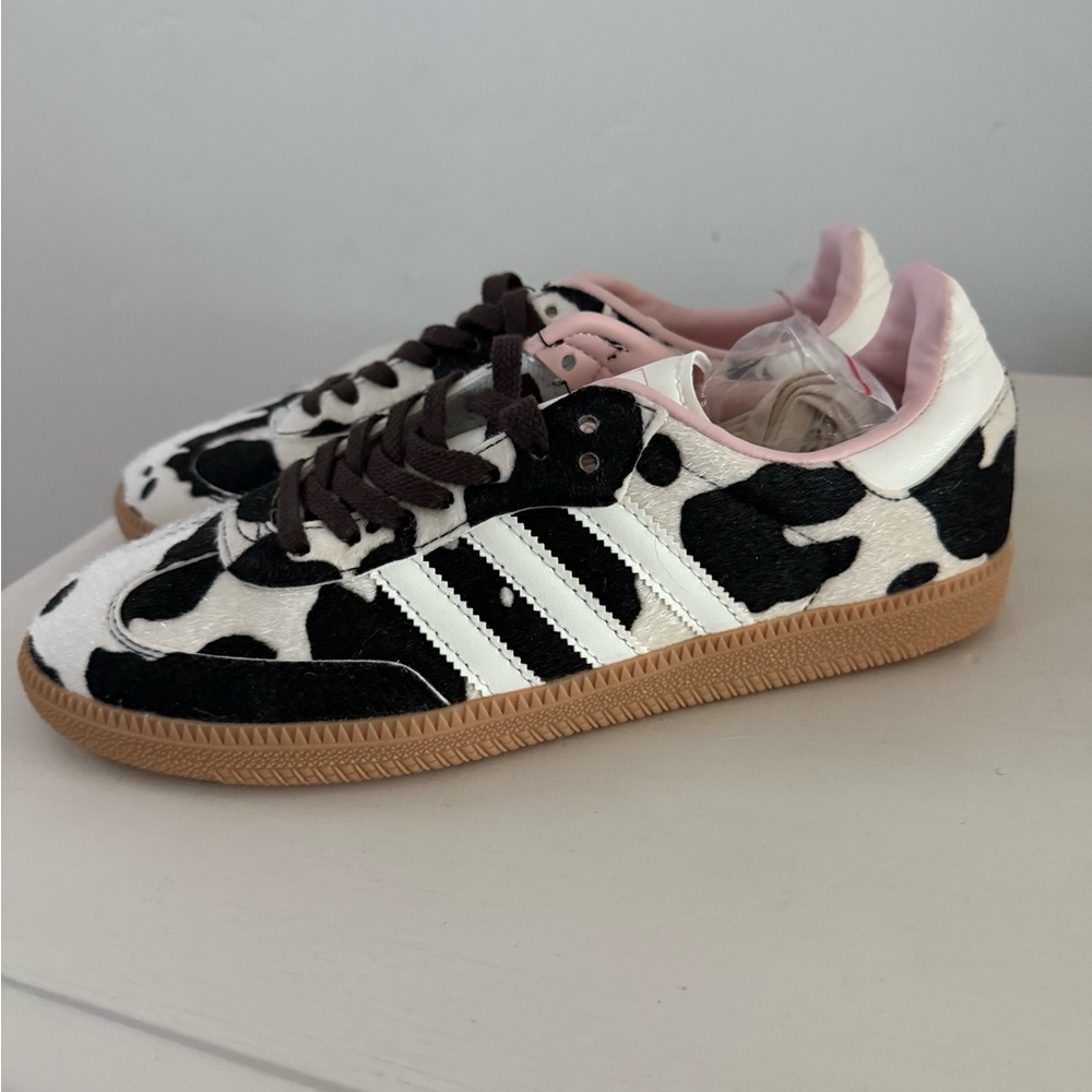 adidas Women's Sneakers in Black and White with Pink Accents